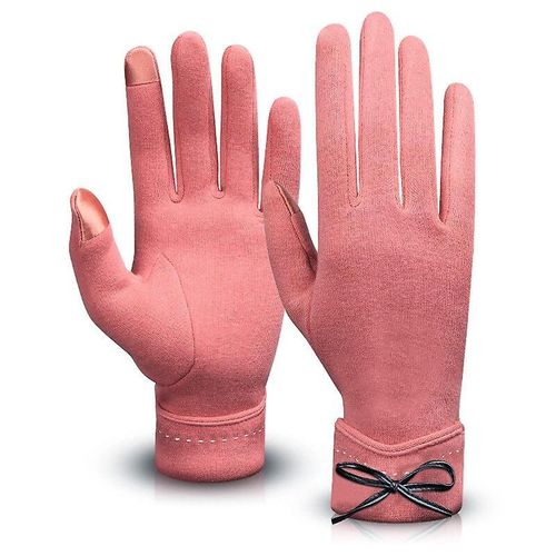Nouvelle Mode Gants D'hiver Chaud Écran Tactile Équitation Coupe-Vent Interne En Peluche Chaud Attraper Gants De Velours Femmes Gants D'extérieur Printemps 23,5 X 9 Cm B-Pink