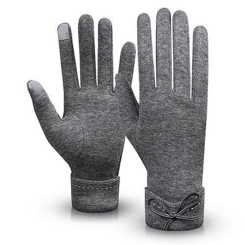 Nouvelle Mode Gants D'hiver Chaud Écran Tactile Équitation Coupe-Vent Interne En Peluche Chaud Attraper Gants De Velours Femmes Gants D'extérieur Printemps 23,5 X 9 Cm B-Gris