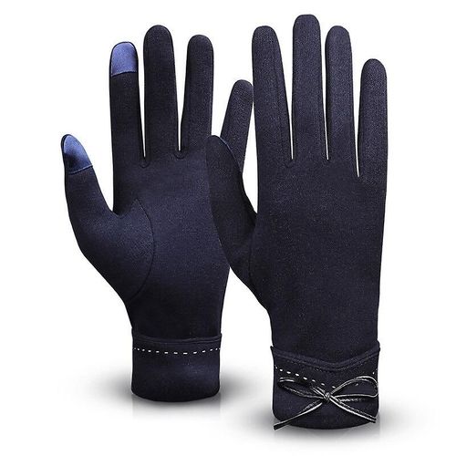 Nouvelle Mode Gants D'hiver Chaud Écran Tactile Équitation Coupe-Vent Interne En Peluche Chaud Attraper Gants De Velours Femmes Gants D'extérieur Printemps 23,5 X 9 Cm B-Blue