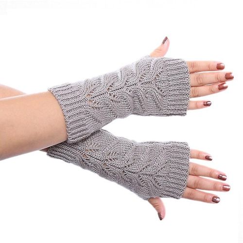 Gants Tricotés Sans Doigts Chauds D'hiver Pour Femmes, En Acrylique Extensible, Demi-Doigt, Bras, Crochet, Tricot, Fausses Filles, Mitaines, Taille Unique E-4