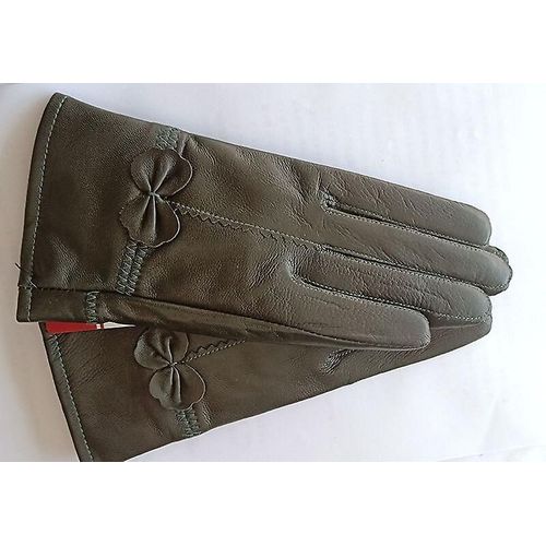 Gants Chauds D'hiver En Cuir Véritable Pour Femmes, Gants En Cuir De Mouton Véritable Pour Filles, Mode De Conduite, Gants De Luxe Doublés De Laine, Taille Unique, Vert Foncé