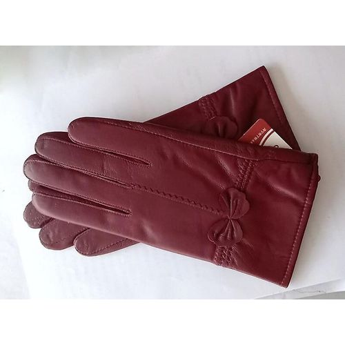 Gants Chauds D'hiver En Cuir Véritable Pour Femmes, Gants En Cuir De Mouton Véritable Pour Filles, Mode De Conduite, Gants De Luxe Doublés De Laine, Taille Unique, Bordeaux