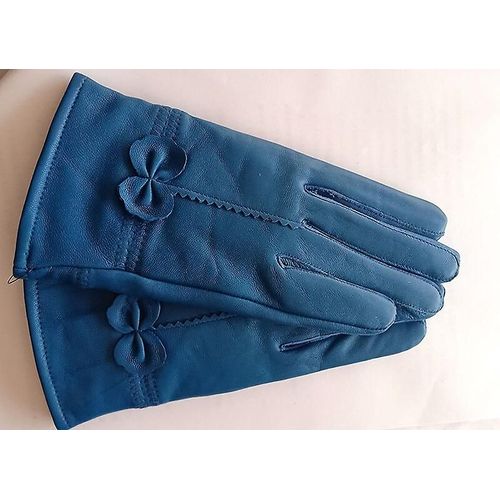 Gants Chauds D'hiver En Cuir Véritable Pour Femmes, Gants En Cuir De Mouton Véritable Pour Filles, Mode De Conduite, Gants De Luxe Doublés De Laine, Taille Unique, Bleu