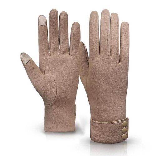 Nouvelle Mode Gants D'hiver Chaud Écran Tactile Équitation Coupe-Vent Interne En Peluche Chaud Attraper Gants De Velours Femmes Gants D'extérieur Printemps 23,5 X 9 Cm Kaki