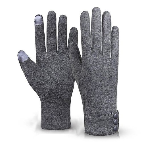 Nouvelle Mode Gants D'hiver Chaud Écran Tactile Équitation Coupe-Vent Interne En Peluche Chaud Attraper Gants De Velours Femmes Gants D'extérieur Printemps 23,5 X 9 Cm Gris