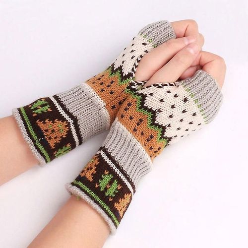 Gants Chauffants Sans Doigts Pour Bras Tricotés De Noël, Gants D'hiver Unisexes, Mitaines Douces Et Chaudes, Gris