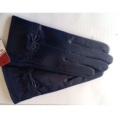 Gants Chauds D'hiver En Cuir Véritable Pour Femmes, Gants En Cuir De Mouton Véritable Pour Filles, Mode De Conduite, Gants De Luxe Doublés De Laine, Taille Unique, Bleu Marine