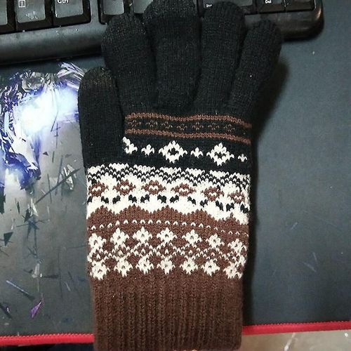 Gants D'hiver En Tricot Extensible Jacquard Chaud Pour Hommes/Femmes, Accessoires Magiques Imprimés Pour Femmes, Gants En Laine À Doigts Complets, Mitaines Épaisses, Taille Unique B43 Noir
