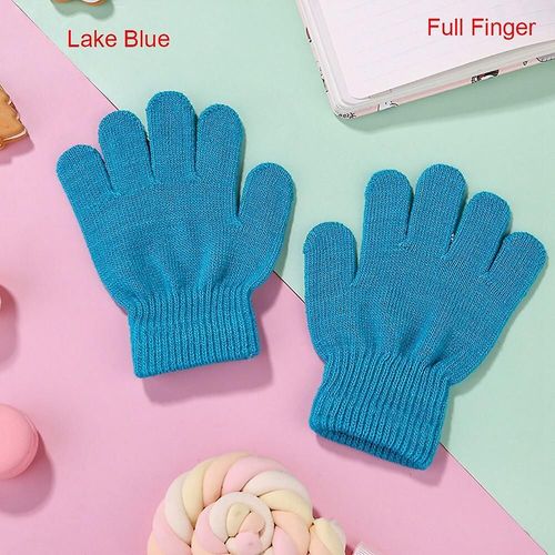 Paire De Gants Sans Doigts Demi-Doigts Hommes/Femmes Noir Chaud Tricoté Extensible Élastique Hiver Équipement De Plein Air Accessoires De Cyclisme Bleu Lac Complet