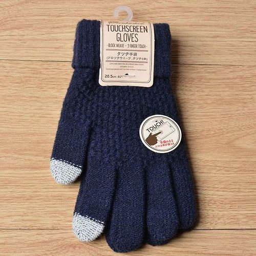 Hiver Hommes/Femmes Chaud Jacquard Stretch Tricot Gants Femme Imprimer Accessoires Magiques Laine Doigt Complet Gants Épaissir Mitaines Taille Unique Cyan