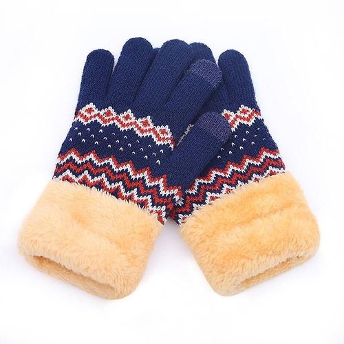 Hiver Hommes/Femmes Chaud Jacquard Stretch Tricot Gants Femme Imprimer Accessoires Magiques Laine Doigt Complet Gants Épaissir Mitaines Taille Unique B45 Cyan