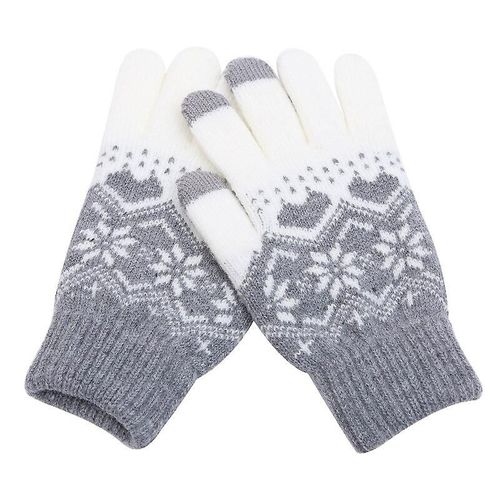 Gants D'hiver Chauds En Tricot Extensible Jacquard Pour Hommes/Femmes, Accessoires Magiques Imprimés Pour Femmes, Gants En Laine À Doigts Complets, Mitaines Épaisses, Taille Unique B44 Gris