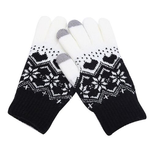 Hiver Hommes/Femmes Chaud Jacquard Stretch Tricot Gants Femme Imprimer Accessoires Magiques Laine Doigt Complet Gants Épaissir Mitaines Taille Unique B44 Cyan
