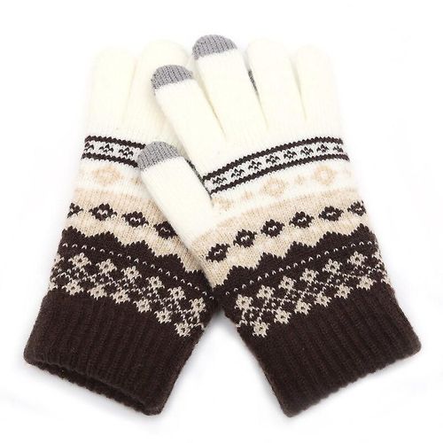 Gants D'hiver En Tricot Extensible Jacquard Chaud Pour Hommes/Femmes, Accessoires Magiques Imprimés Pour Femmes, Gants En Laine À Doigts Complets, Mitaines Épaisses, Taille Unique B43 Blanc