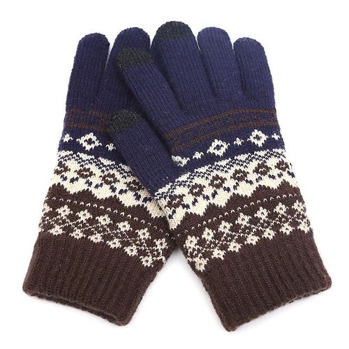 Gants D'hiver En Tricot Extensible Jacquard Chaud Pour Hommes/Femmes, Accessoires Magiques Imprimés Pour Femmes, Gants En Laine À Doigts Complets, Mitaines Épaisses, Taille Unique B43 Cyan Marron