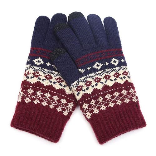 Hiver Hommes/Femmes Chaud Jacquard Stretch Tricot Gants Femme Imprimer Accessoires Magiques Laine Doigt Complet Gants Épaissir Mitaines Taille Unique B43 Cyan