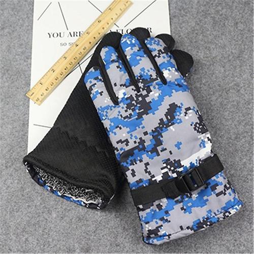 Gants Militaires Tactiques Hommes Camouflage Hiver Gants Chauds Protection Des Mains Camo Poignet Mitaines Pour Hommes Femmes Sport Gant De Chasse Taille Unique Bleu Camo