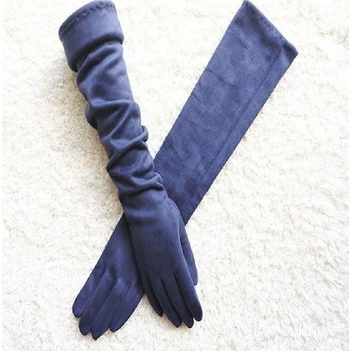 Gants Pour Écran Tactile Gants Chauds À Doigts Complets Gants D'hiver Pour Dames En Daim Longs Bras De 50 Cm En Daim Mode Gants Épais Pour Écran Tactile Bleu