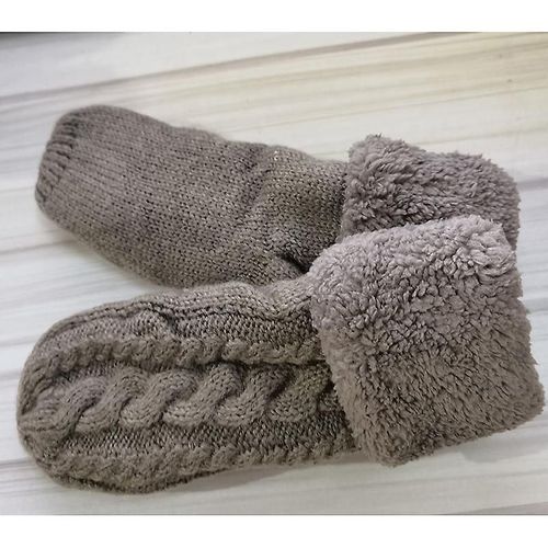 Mode Femmes Twist Fleurs Laine Tricot Mittensunisexe Double Épaissir Plus Velours Doigt Complet Cachemire Chaud Conduite Mitaines Taille Unique Café