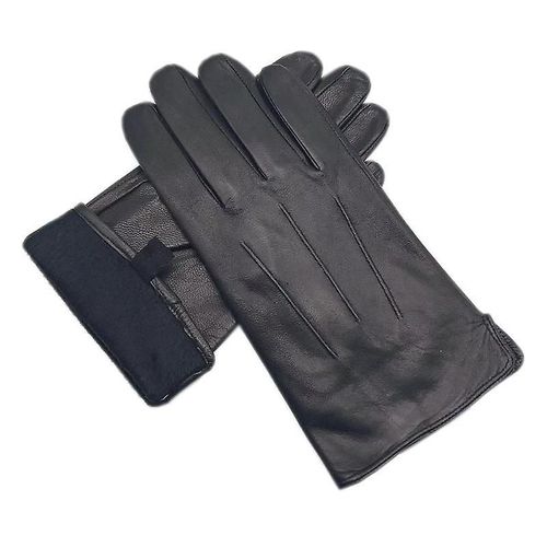 Gants D'hiver Pour Hommes, Nouveaux Gants En Peau De Mouton, Mode Hiver, Conduite En Plein Air, Cuir De Chèvre Chaud, 9.5, Noir-1