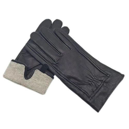 Gants D'hiver Pour Hommes, Nouveaux Gants En Peau De Mouton, Mode Hiver, Conduite En Plein Air, Cuir De Chèvre Chaud, 9.5, Noir-4