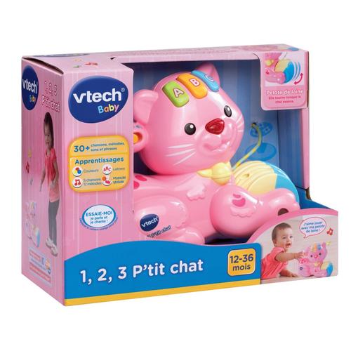 Vtech 1 2 3 p'tit chat rose petit musical lumineux jouet à tirer