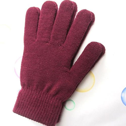 1 Paire De Gants Tricotés Chauds D'hiver Pour Hommes, Flexibles, À Doigts Complets, En Laine Épaisse, En Cachemire, Pour Smartphone, Tablette, Rouge Foncé1