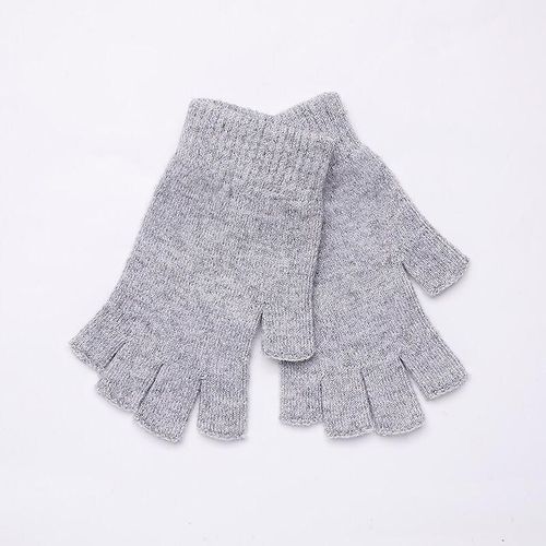 Femmes Hommes Demi Doigt Cachemire Gant Court Laine Tricoté Poignet Mitaines Hiver Chaud Unisexe Laine Stretch Mitaines Gants Élastique 12gris Clair