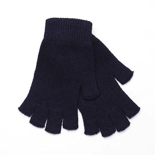 Femmes Hommes Demi Doigt Cachemire Gant Court Laine Tricoté Poignet Mitaines Hiver Chaud Unisexe Laine Stretch Mitaines Gants Élastique 11 Bleu Marine