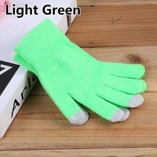 Gants De Poignet D'hiver Unisexes Pour Femmes Et Hommes, Mitaines Chaudes, Couleur Unie, En Coton, Pour Smartphones, Gants De Conduite, Taille Unique, Vert Clair