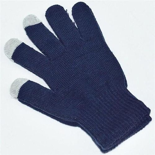Gants De Poignet D'hiver Unisexes Pour Femmes Et Hommes, Mitaines Chaudes, Couleur Unie, En Coton, Pour Smartphones, Gants De Conduite, Taille Unique, Bleu Marine