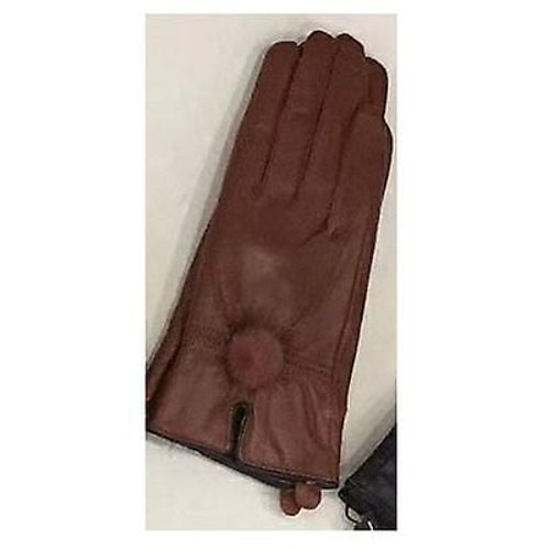 Gant En Cuir Véritable Femmes Chaud Mode Hiver Dames Gants Chauffe-Mains Avec Boule De Fourrure De Vison Naturel Gant De Luxe Avec Doigt Taille Unique Camel