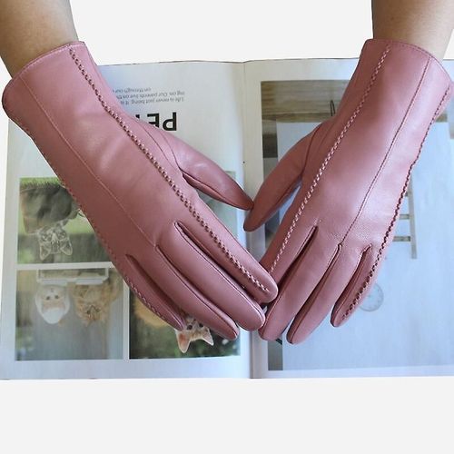 Gants En Cuir Pour Femmes, Couleur Courte En Peau De Mouton Rayée, Doublure En Velours, Gants D'hiver Pour Le Froid Et Le Chaud, 7 Roses, Nouvelle Collection
