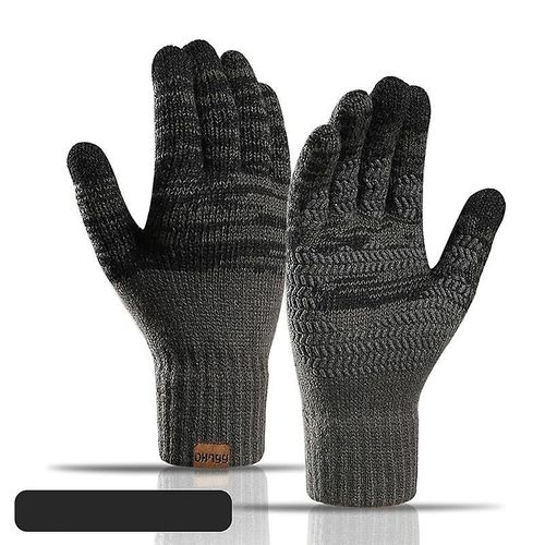Gants D'hiver Tricotés En Cachemire Pour Femmes Et Hommes, Gants Chauds Et Épais Pour L'automne Et L'hiver, Gants De Ski À Écran Tactile, Taille Unique, Gris Foncé