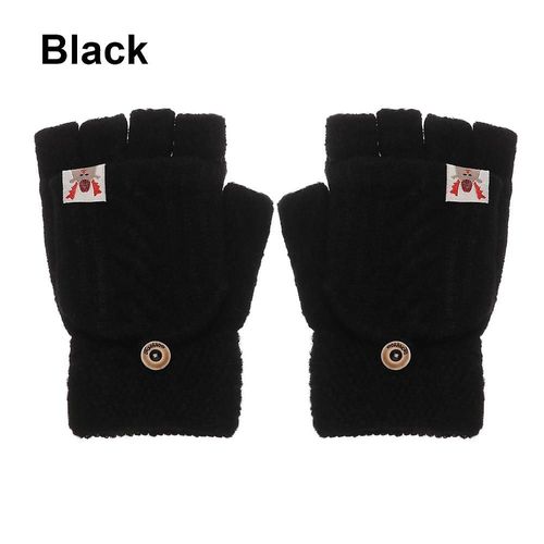 Gants D'hiver En Laine Épais Et Chauds, Tricotés, Sans Doigts, Flexibles, Avec Doigts Exposés, Mitaines Épaisses Pour Hommes Et Femmes, Taille Unique, Noir-Style4