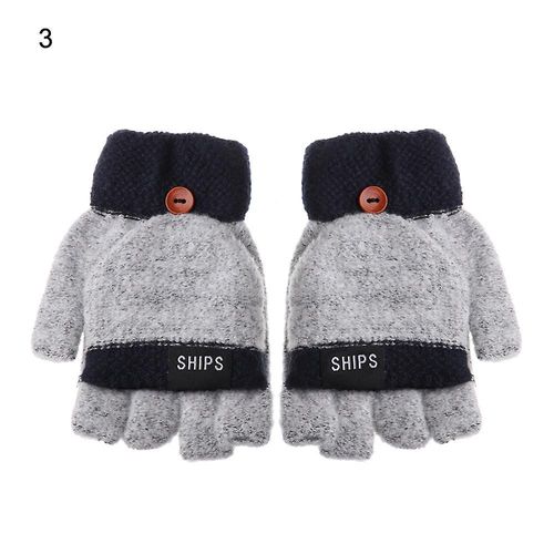 Gants D'hiver En Laine Épais Et Chauds, Tricotés, Sans Doigts, Flexibles, Avec Doigts Exposés, Mitaines Épaisses Pour Hommes Et Femmes, Taille Unique, 3-Style2