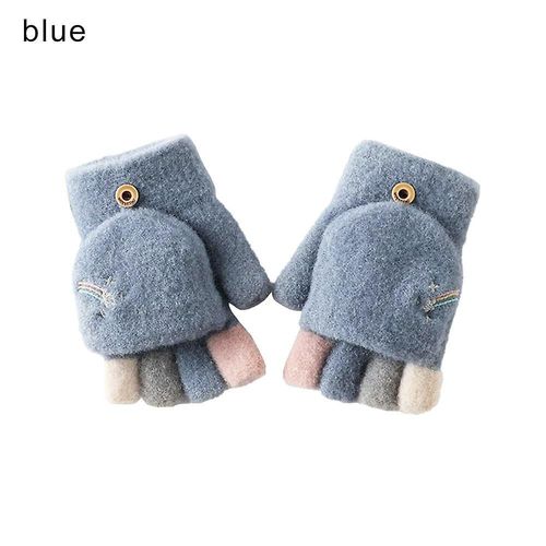 Gants D'hiver En Laine Épais Et Chauds, Tricotés, Sans Doigts, Flexibles, Avec Doigts Exposés, Mitaines Épaisses Pour Hommes Et Femmes, Taille Unique, Bleu-Style3