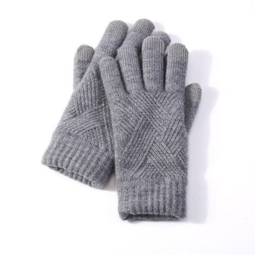 Femme Hiver Chaud Tricoté Doigt Complet Gants Hommes Solide Laine Écran Tactile Mitaines Femmes Épais Chaud Cyclisme Conduite Gants Taille Unique Gris Foncé