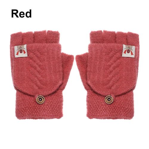 Gants D'hiver En Laine Épais Et Chauds, Tricotés, Sans Doigts, Flexibles, Avec Doigts Exposés, Mitaines Épaisses Pour Hommes Et Femmes, Taille Unique, Rouge-Style4