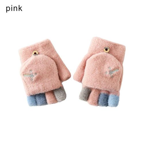 Gants D'hiver En Laine Épais Et Chauds, Tricotés, Sans Doigts, Flexibles, Avec Doigts Exposés, Mitaines Épaisses Pour Hommes Et Femmes, Taille Unique, Rose-Style3