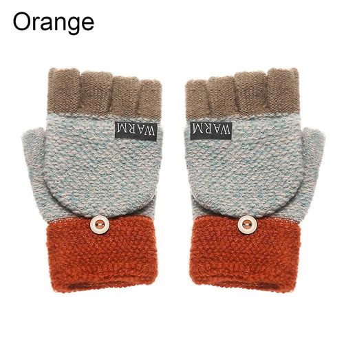 Gants D'hiver En Laine Épais Et Chauds, Tricotés, Sans Doigts, Flexibles, Avec Doigts Exposés, Mitaines Épaisses Pour Hommes Et Femmes, Taille Unique, Orange-Style1