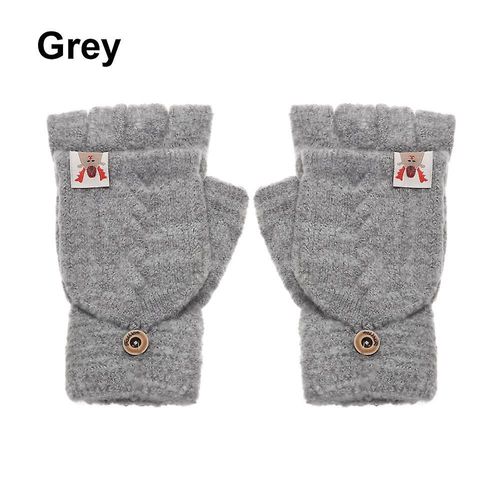 Gants D'hiver En Laine Épais Et Chauds, Tricotés, Sans Doigts, Flexibles, Avec Doigts Exposés, Mitaines Épaisses Pour Hommes Et Femmes, Taille Unique, Gris-Style4