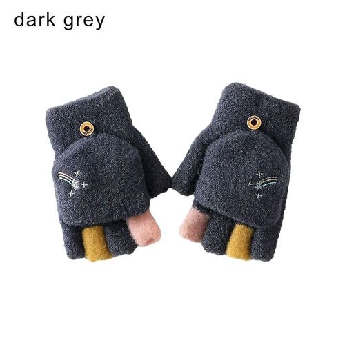 Gants D'hiver En Laine Épais Et Chauds, Tricotés, Sans Doigts, Flexibles, Avec Doigts Exposés, Mitaines Épaisses Pour Hommes Et Femmes, Taille Unique, Gris Foncé-Style3