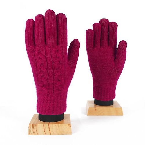 Femme Hiver Chaud Tricoté Doigt Complet Gants Hommes Solide Laine Écran Tactile Mitaines Femmes Épais Chaud Cyclisme Conduite Gants Taille Unique S128 Marron
