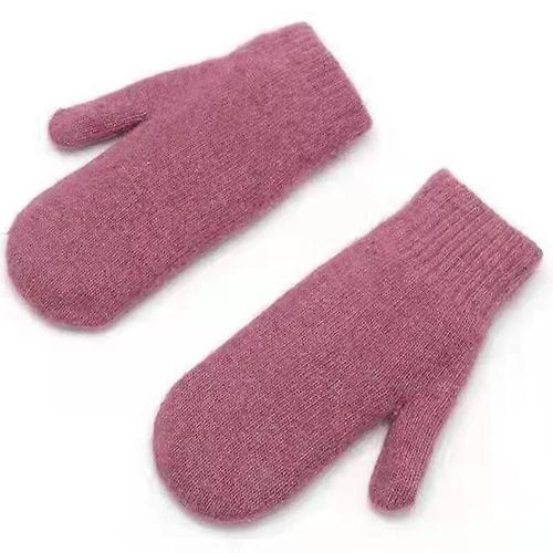 Gants D'hiver Pour Écran Tactile Femmes Hommes Mitaines En Tricot Extensible Chaud Imitation Laine Doigt Complet Femme Crochet Épaissir Taille Unique Plat Vin Rouge