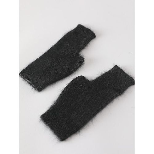 Vison Cachemire Automne Hiver Gants Mitaines Chaudes En Laine De Raton Laveur Mitaines Longueur Du Poignet Avec Trou Pour Le Pouce Mitaines Coréenne Femme Belle Taille Unique 15 Charbon