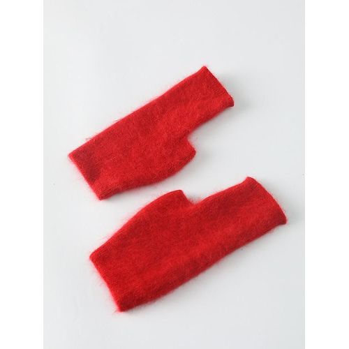 Vison Cachemire Automne Hiver Gants Mitaines Chaudes En Laine De Raton Laveur Mitaines Longueur Du Poignet Avec Trou Pour Le Pouce Mitaines Coréenne Femme Belle Taille Unique 12 Rouge