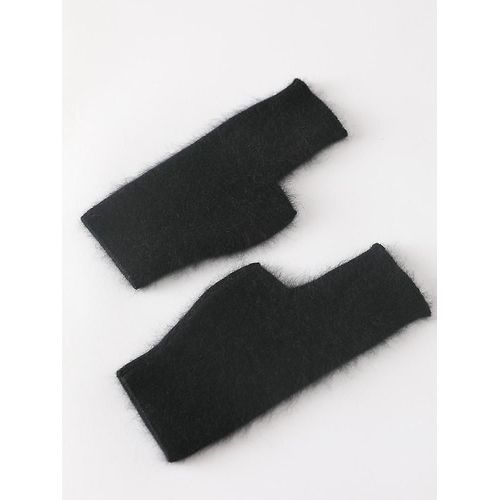 Vison Cachemire Automne Hiver Gants Mitaines Chaudes En Laine De Raton Laveur Mitaines Longueur Du Poignet Avec Trou Pour Le Pouce Mitaines Coréenne Femme Belle Taille Unique 10 Noir