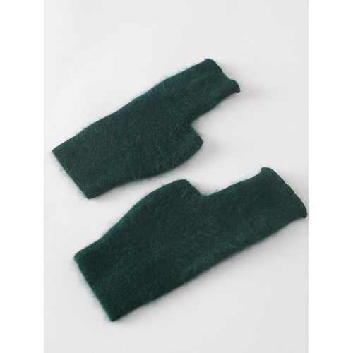 Vison Cachemire Automne Hiver Gants Mitaines Chaudes En Laine De Raton Laveur Mitaines Longueur Du Poignet Avec Trou Pour Le Pouce Mitaines Coréenne Femme Belle Taille Unique 07 Vert Foncé