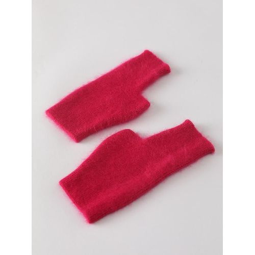 Vison Cachemire Automne Hiver Gants Mitaines Chaudes En Laine De Raton Laveur Mitaines Longueur Du Poignet Avec Trou Pour Le Pouce Mitaines Coréenne Femme Belle Taille Unique 06 Fuchsia